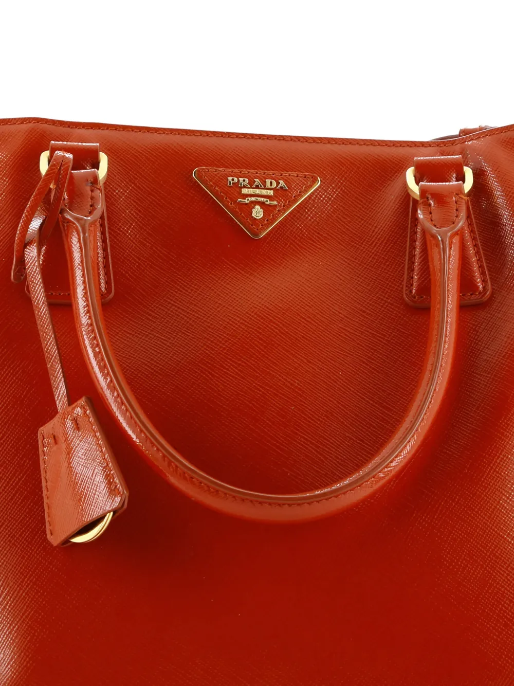 PRADA Pre-owned Gardener's Vernice Saffiano Leather Large Tote Bag In Orange