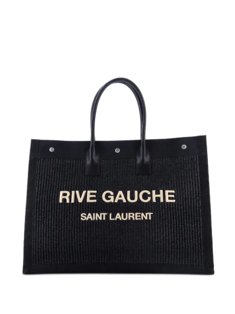 Saint Laurent Pre-Owned Rive Gauche Shopper Raffia with Canvas Large tote bag