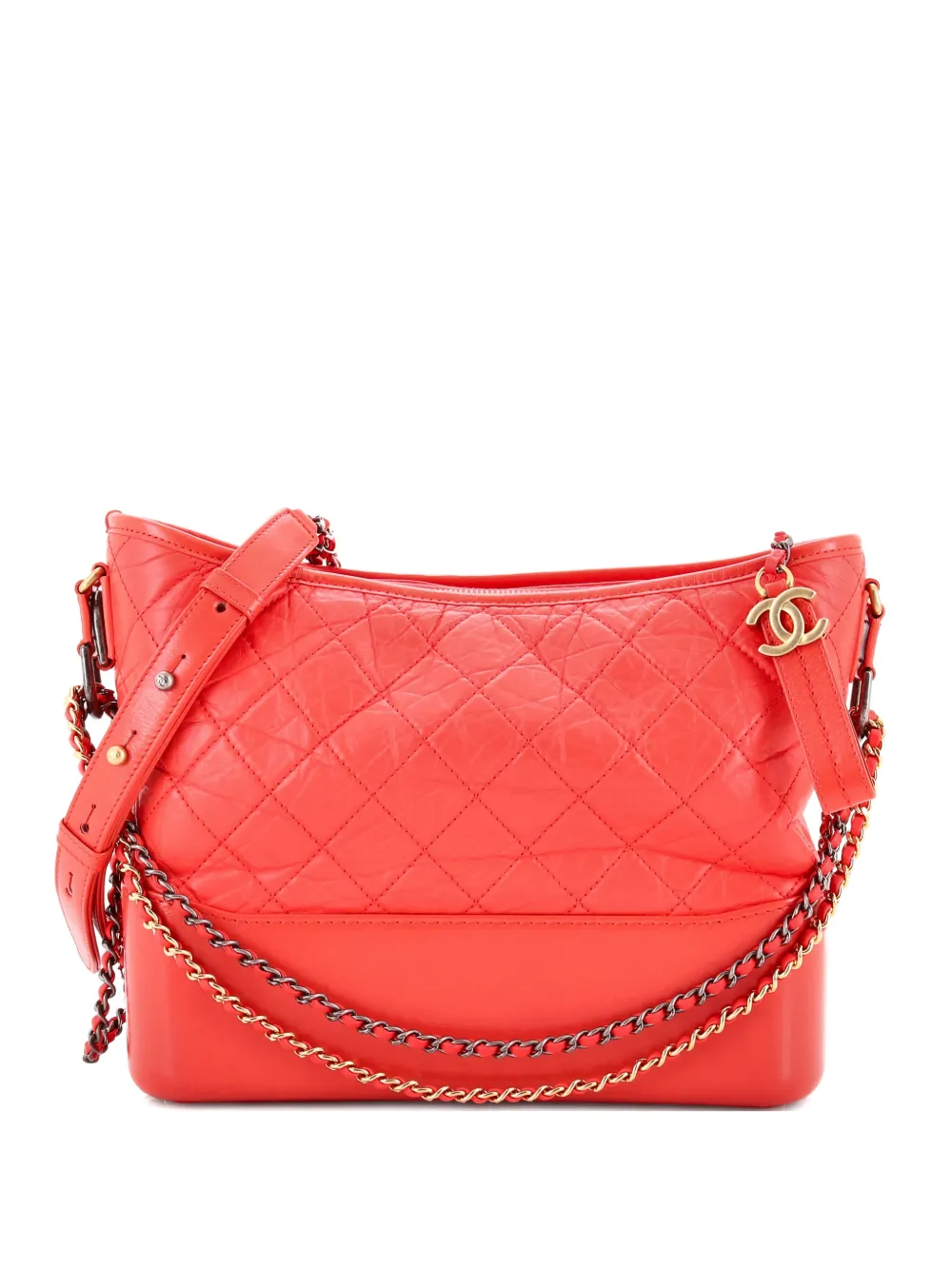 CHANEL Pre-Owned Gabrielle Quilted Aged Calfskin Medium hobo bag - Rosso