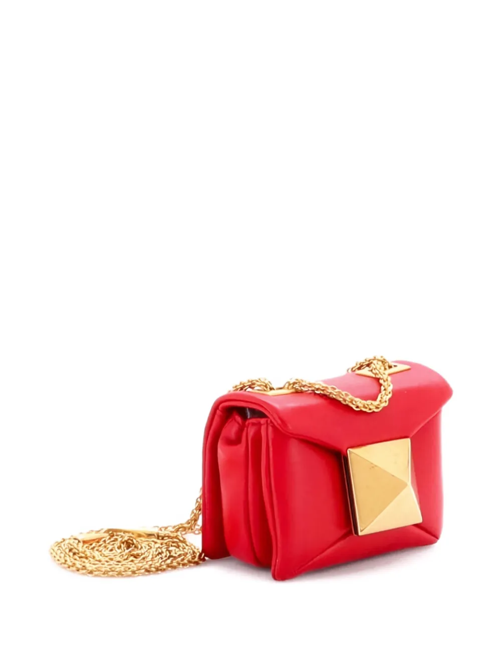 VALENTINO GARAVANI Pre-owned One Stud Chain Flap Bag Leather Micro Crossbody Bag In Red