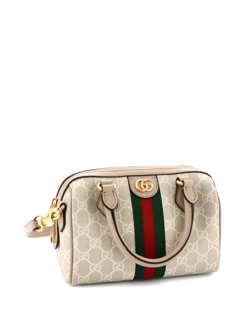 GUCCI Pre-owned Ophidia Convertible Boston Bag Gg Coated Canvas Mini Satchel In Neutral