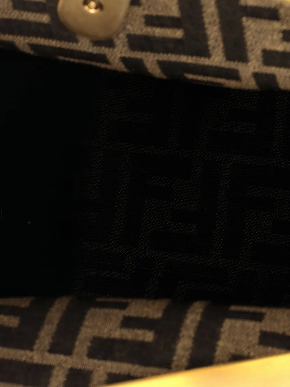 Pre-owned Fendi X Versace Fendace First Bag Printed Zucca Silk Medium Shoulder Bag In Gold