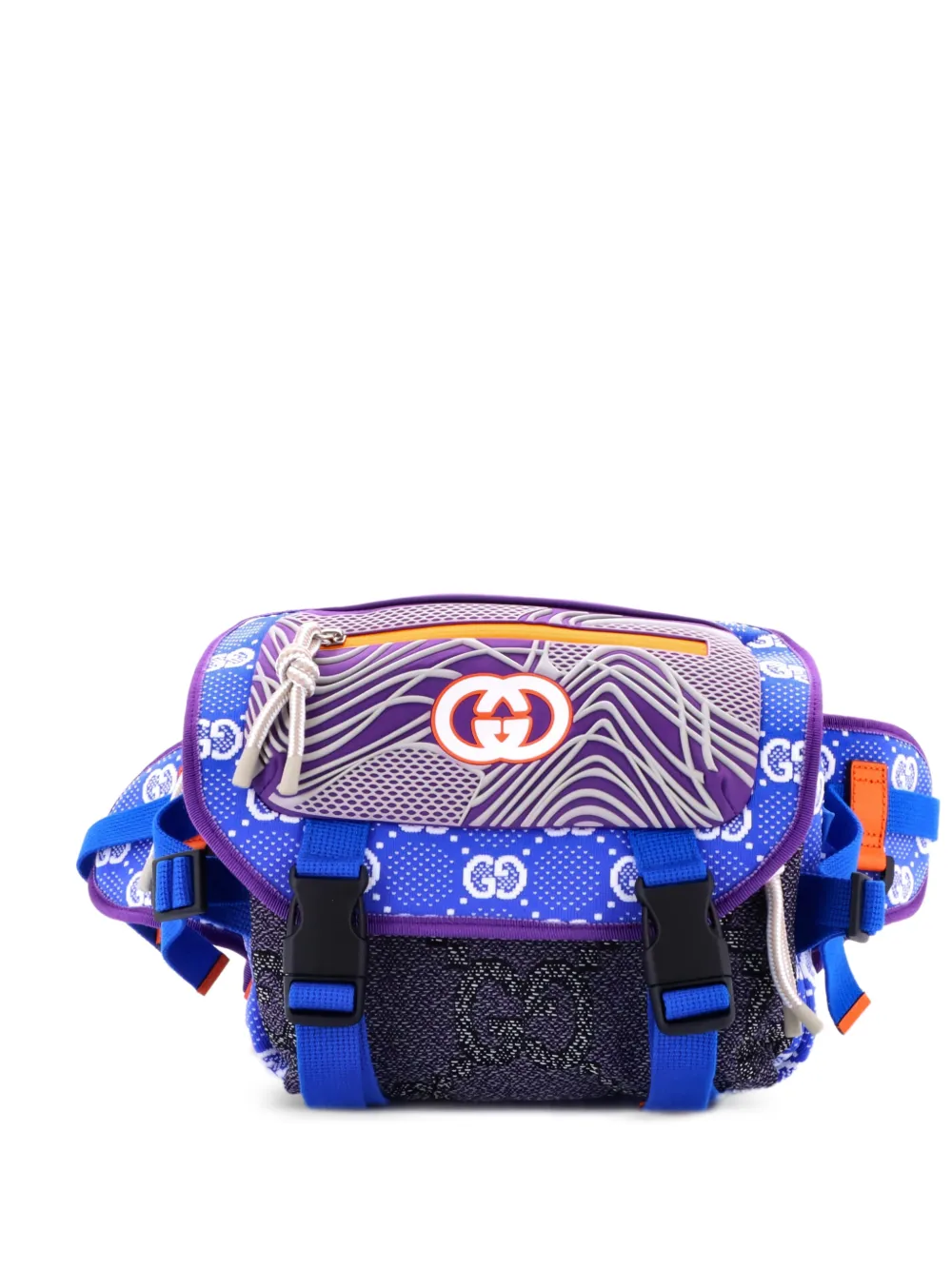 Gucci Pre-Owned Buckle Flap Chest Strap GG Fabric with Rubber backpack | Blue | Image 1