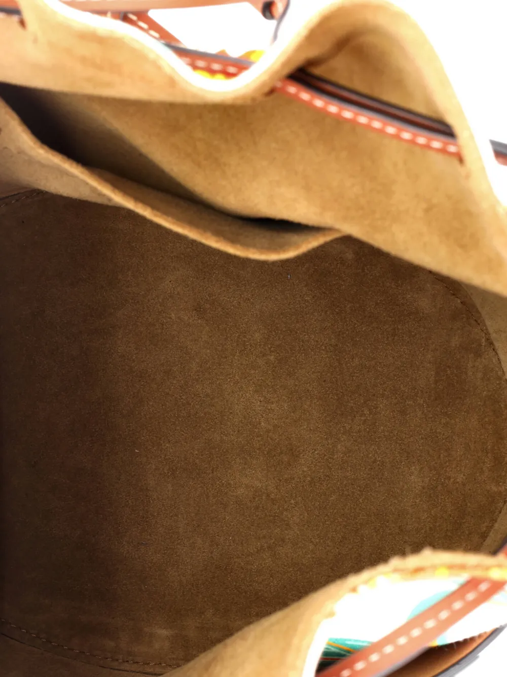 LOEWE Pre-owned Balloon Printed Canvas And Leather Medium Bucket Bag In Brown