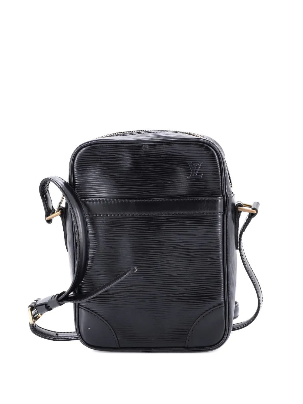 Pre-owned Louis Vuitton Danube Handbag Epi Leather Slim Crossbody Bag In Black