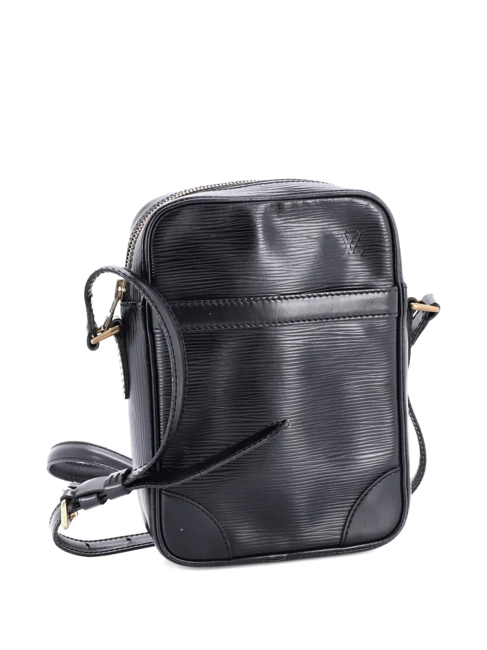 Pre-owned Louis Vuitton Danube Handbag Epi Leather Slim Crossbody Bag In Black