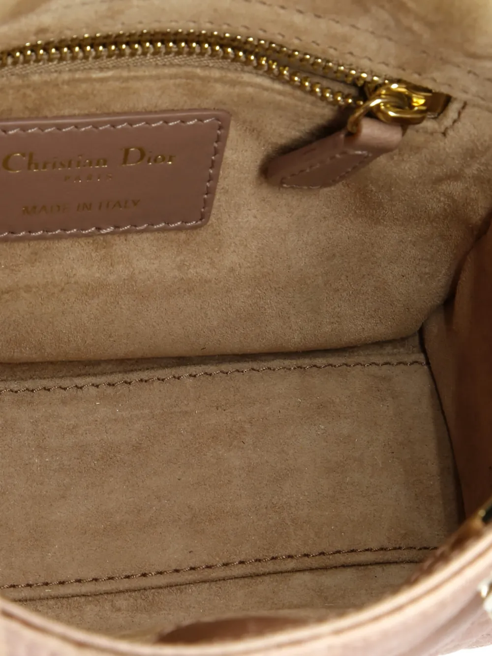 Pre-owned Dior Lady  Chain Bag Cannage Quilt Iridescent Leather Mini Satchel In Neutral