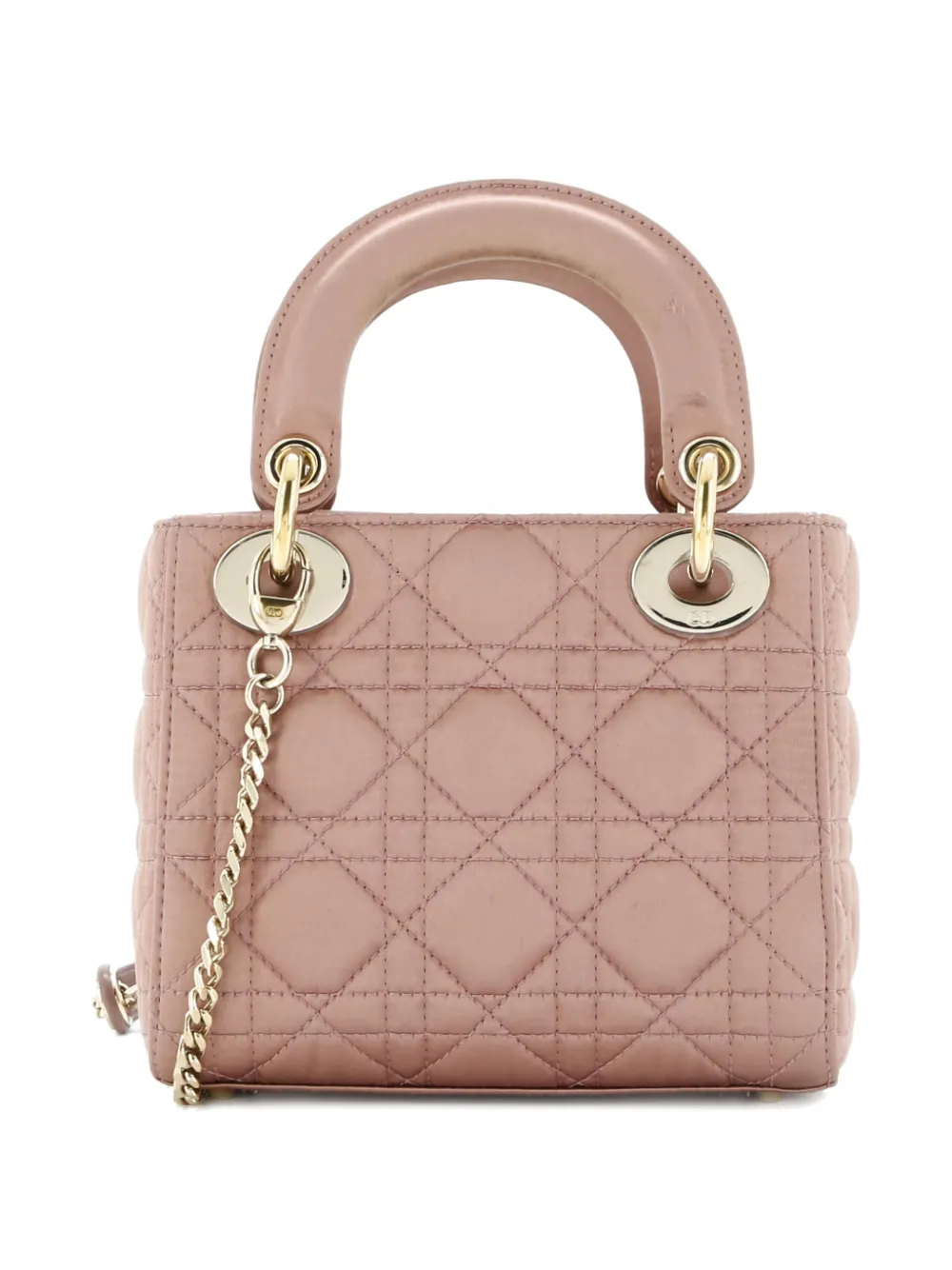  Christian Dior Pre-owned Lady Dior Chain Bag Cannage Quilt Iridescent Leather Mini Satchel - Neutrals 