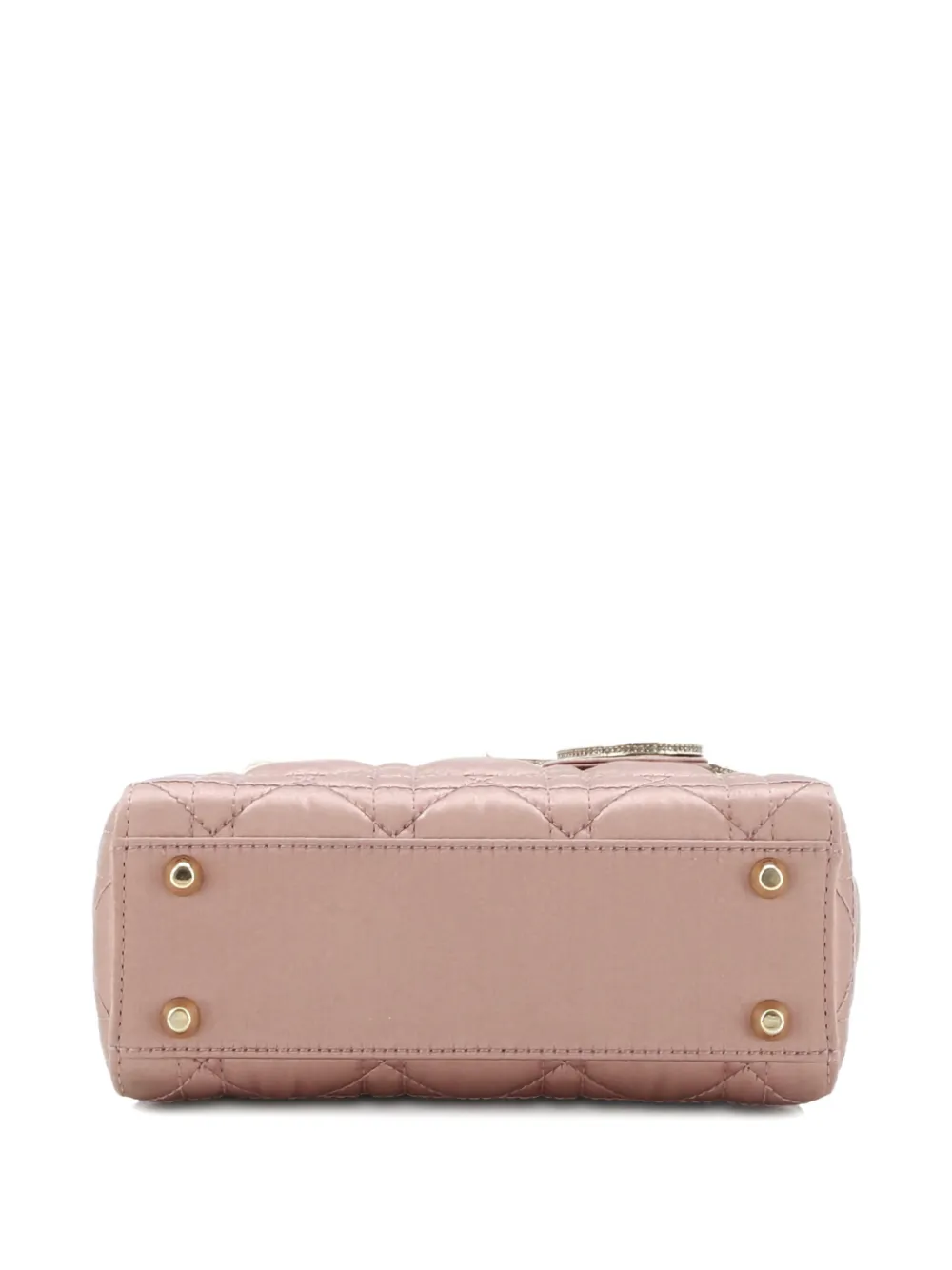  Christian Dior Pre-owned Lady Dior Chain Bag Cannage Quilt Iridescent Leather Mini Satchel - Neutrals 
