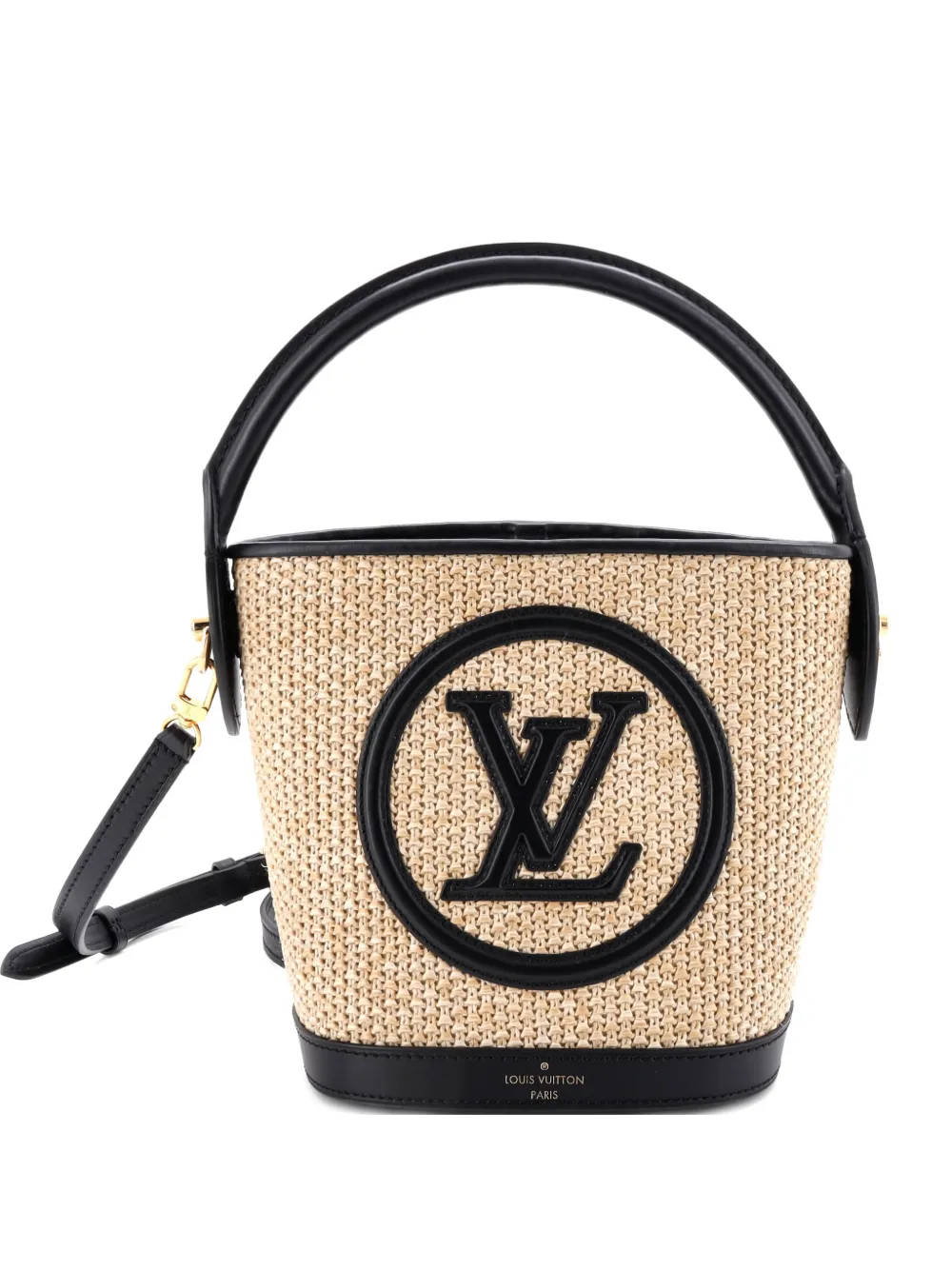 Louis Vuitton Pre-Owned Petit NM Bag Raffia with Leather bucket bag - Black