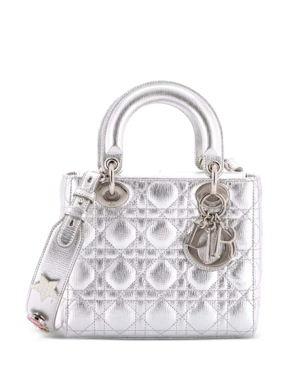 Christian Dior Pre-Owned My Lady Dior Bag Cannage Quilted Leather satchel - Argento