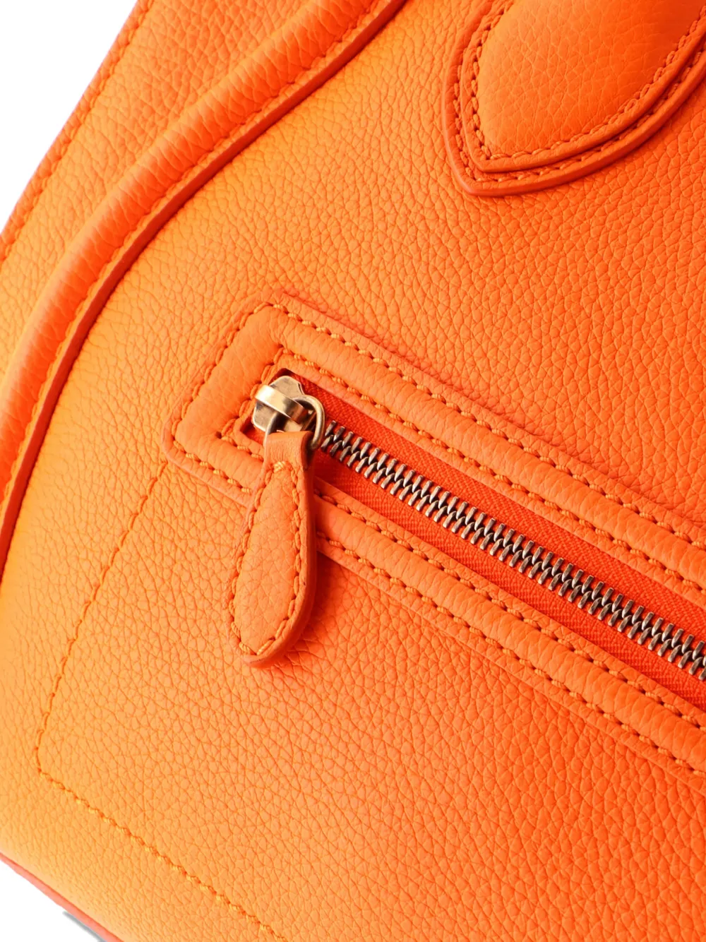 Pre-owned Celine Luggage Bag Grainy Leather Mini Tote Bag In Orange