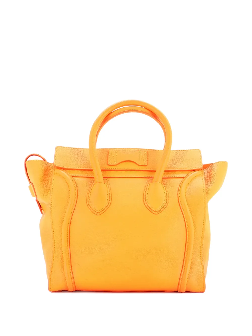 Pre-owned Celine Luggage Bag Grainy Leather Mini Tote Bag In Orange