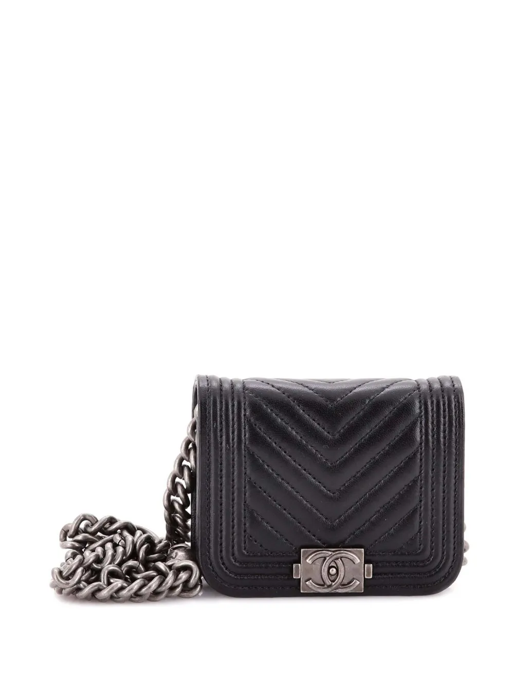 CHANEL Pre-Owned Boy Flap Chain Chevron Lambskin belt bag - Nero