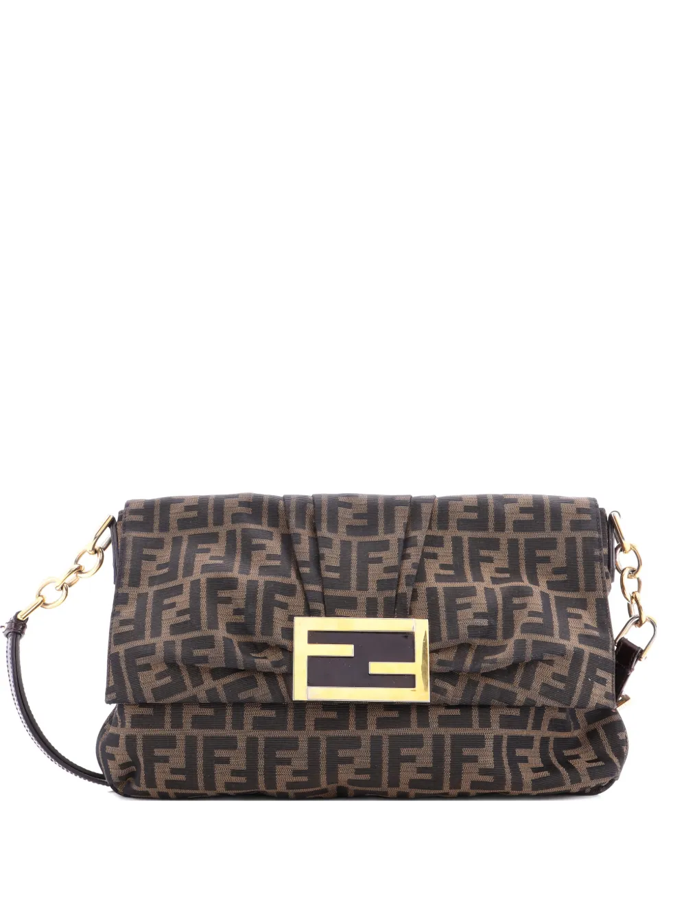 Fendi Pre-Owned Mia Flap Zucca Canvas Medium crossbody bag - Marrone