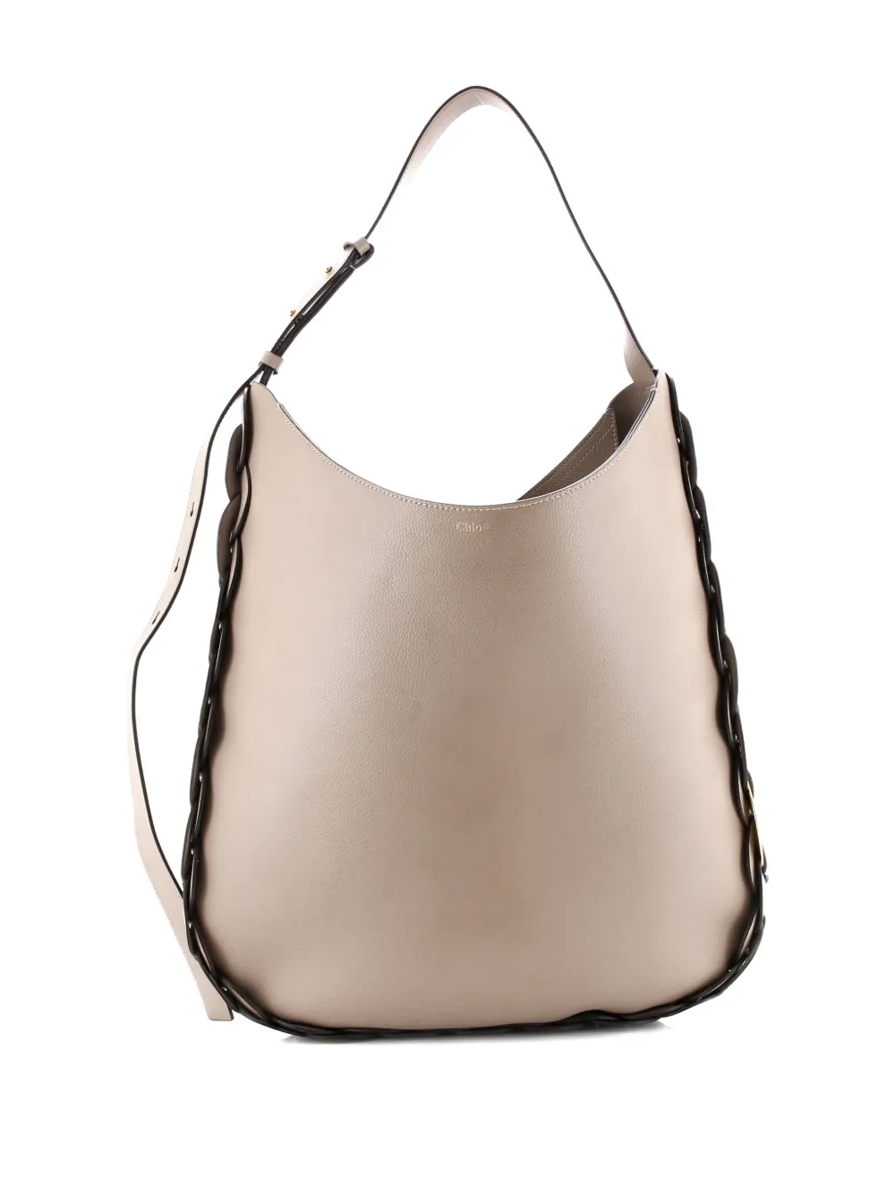 Pre-owned Chloé Darryl Leather Large Hobo Bag In Neutral