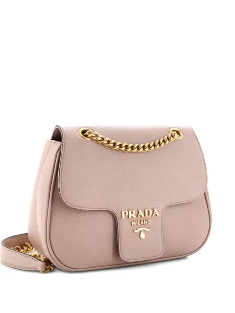 Prada Pre-Owned Pattina Flap Shoulder Bag Saffiano Leather Small crossbody bag