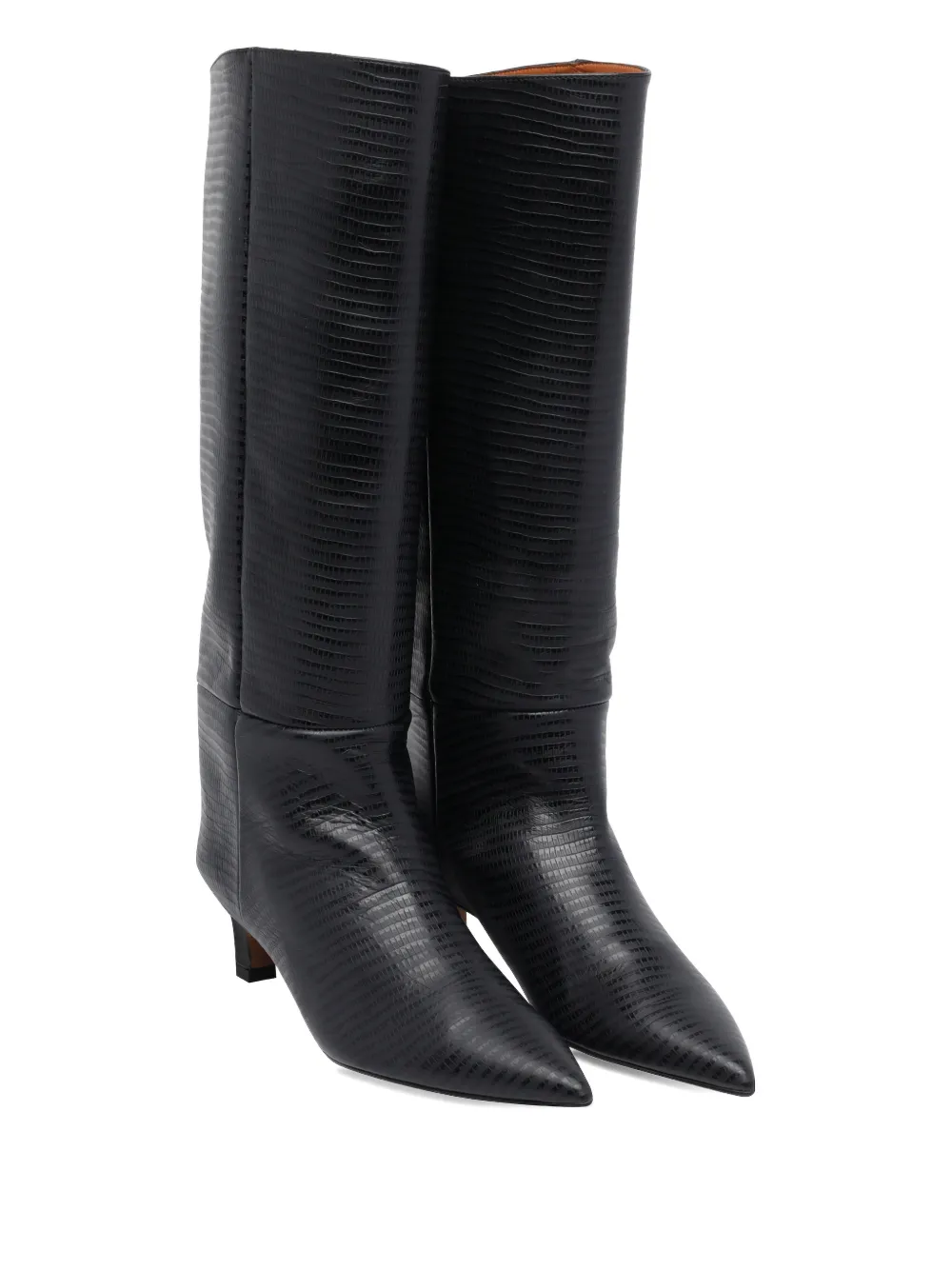 ANGEL ALARCON 50mm pointed-toe leather boots Zwart