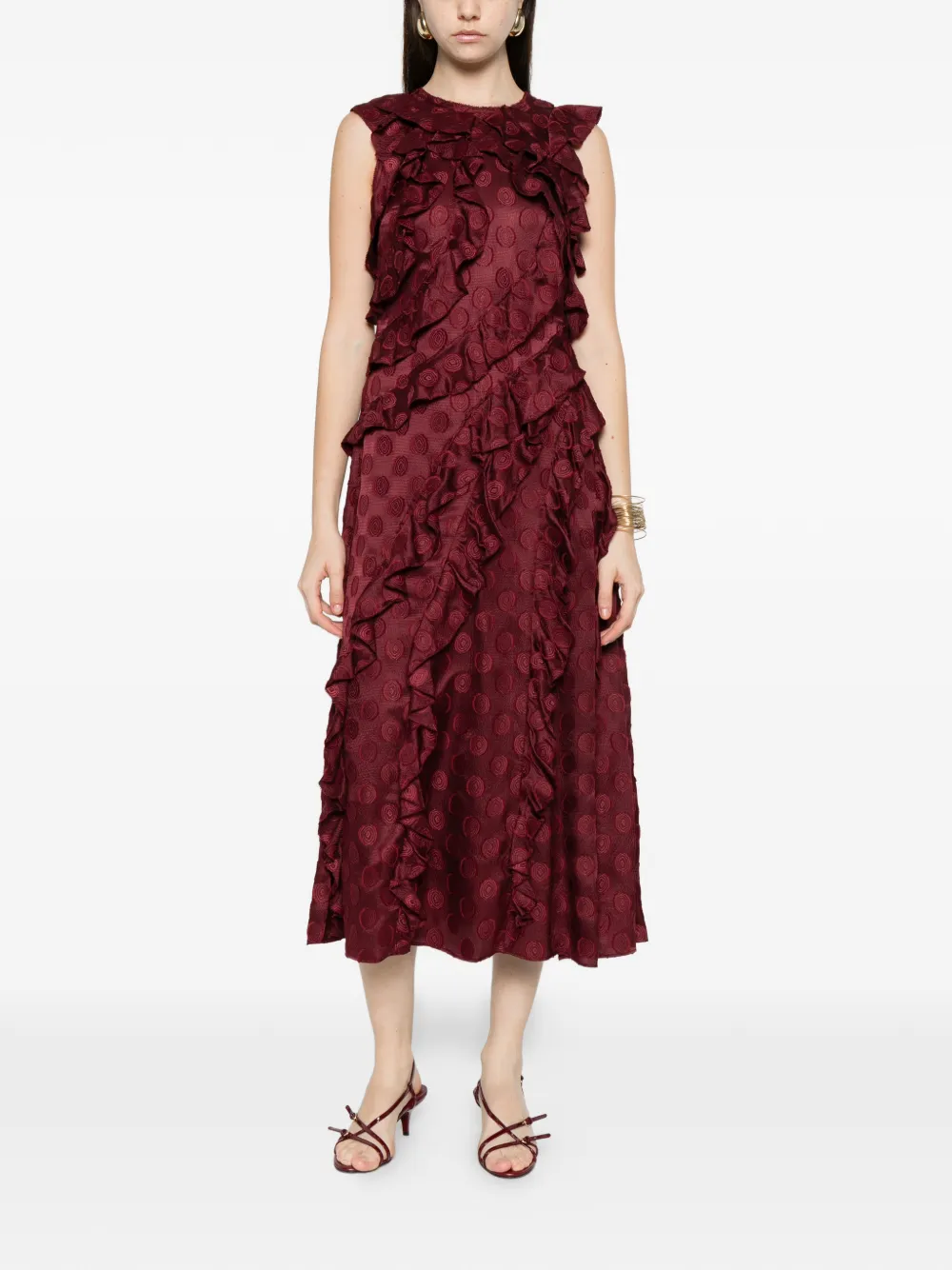 Ulla Johnson Kavita Cascading ruffled midi dress - Rood