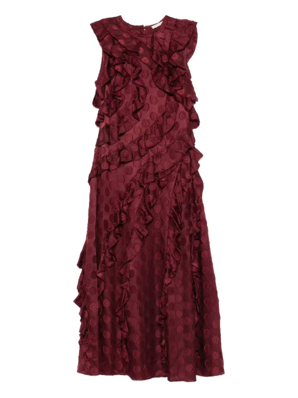 Ulla Johnson Kavita Cascading Ruffled Midi Dress - Red