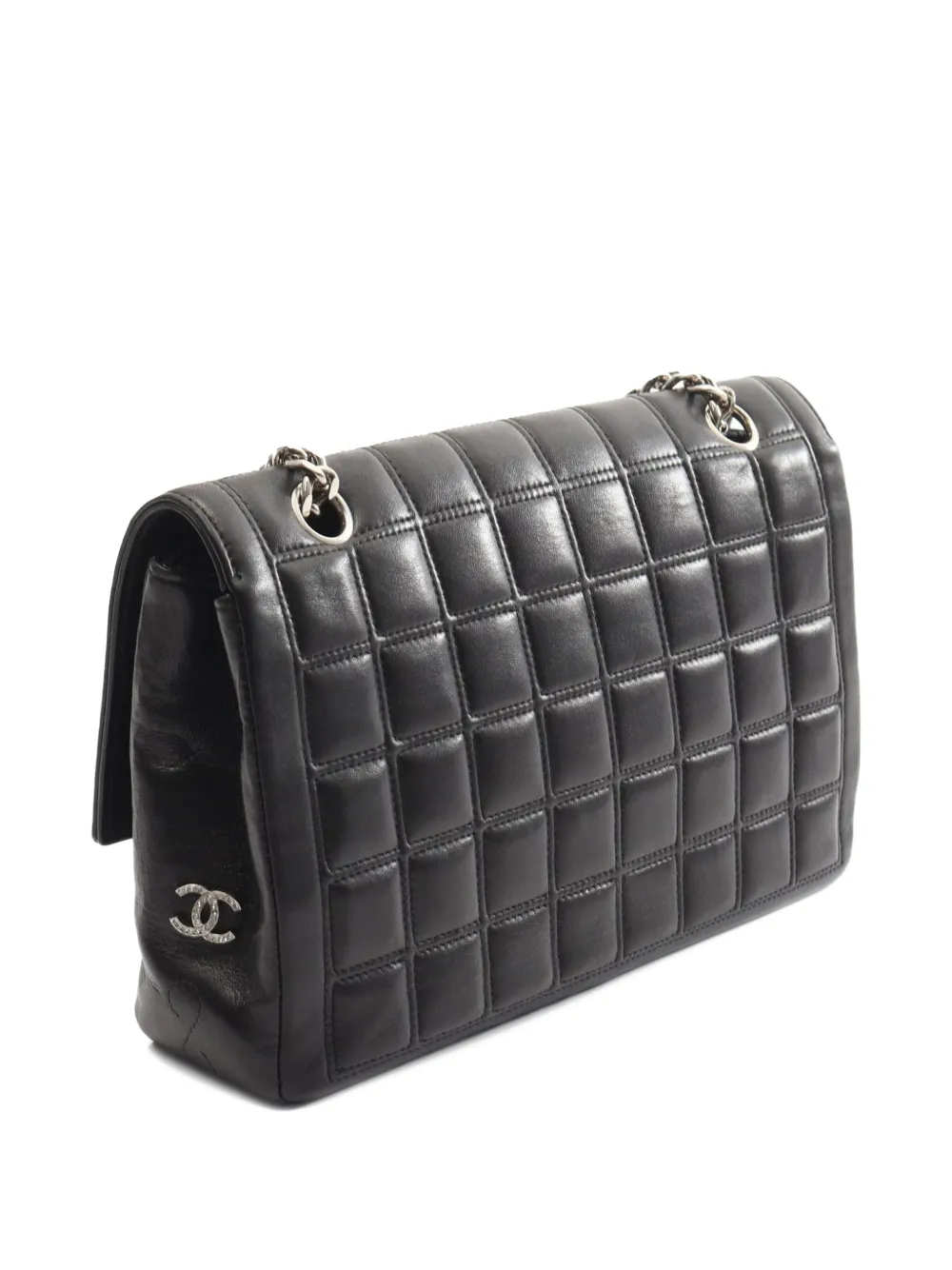 Pre-owned Chanel 2000-2002 Chocolate Bar Lambskin Reissue Multipocket Flap Crossbody Bag In Black