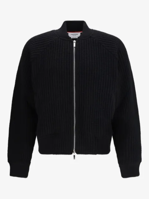 Thom Browne wool waffle raglan 4-Bar bomber jacket