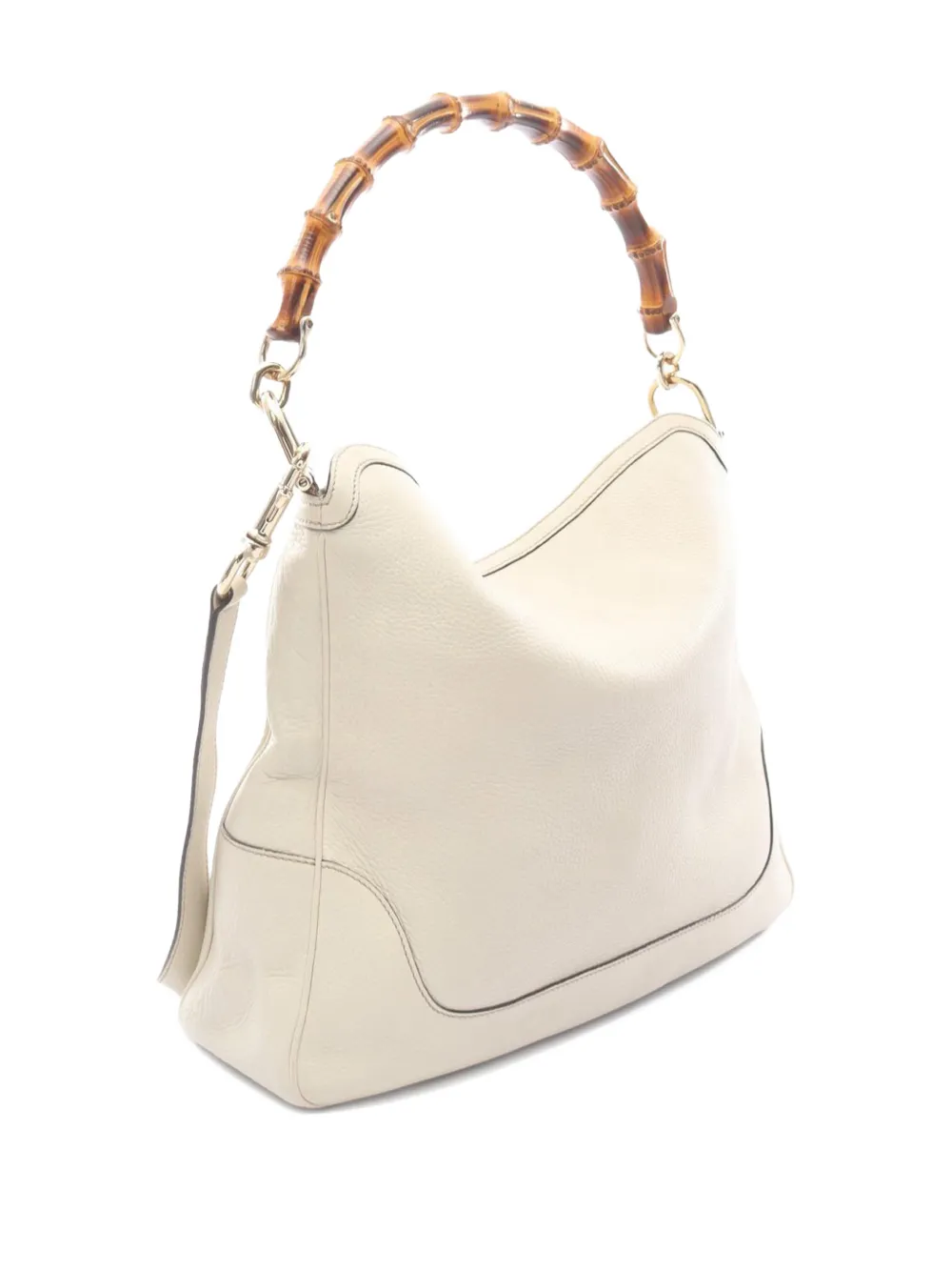 Pre-owned Gucci 2016-2025 Small Leather Diana Bamboo Satchel In White