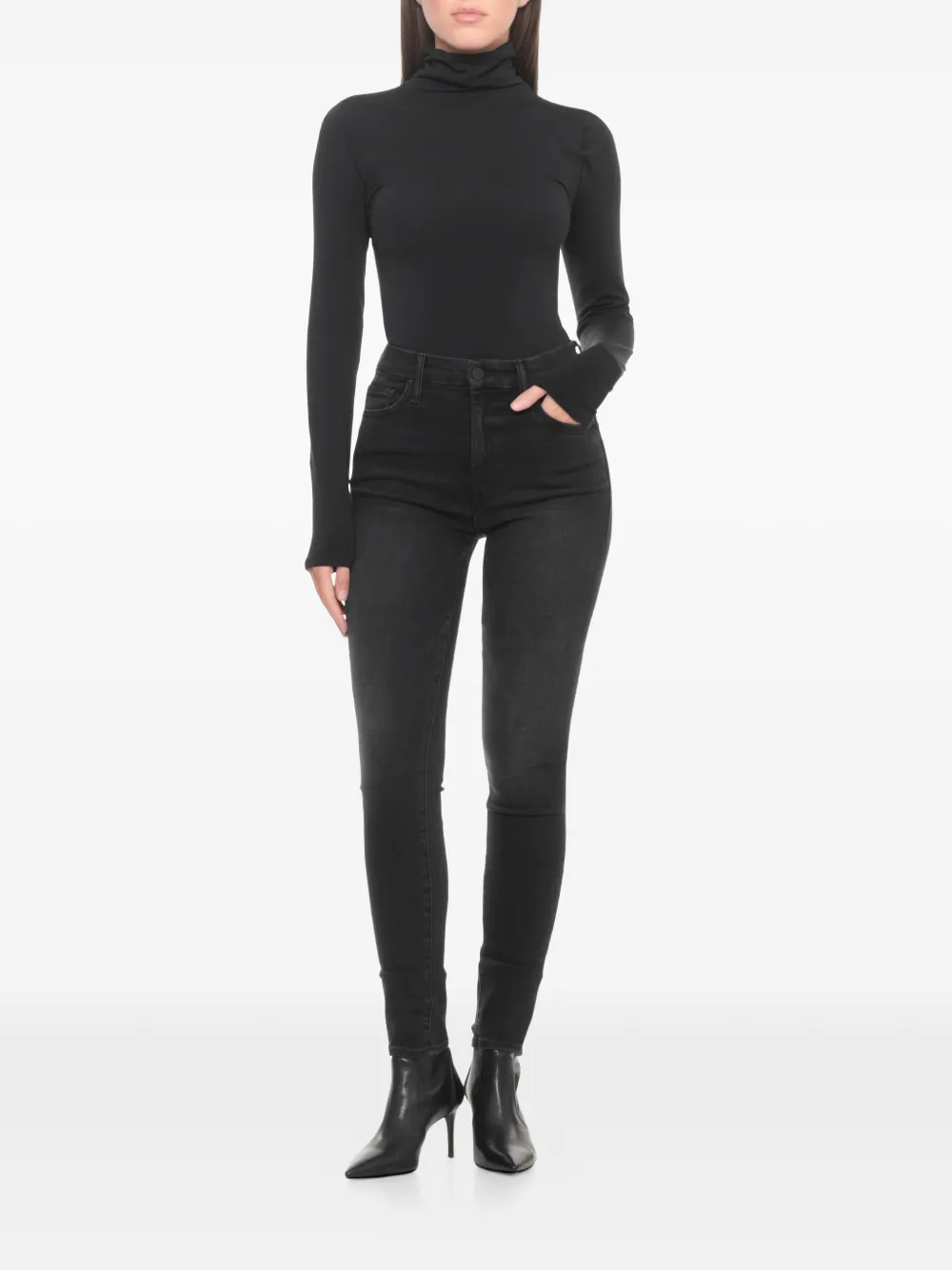 MOTHER High Waisted Looker belt-loop five-pocket jeans - Zwart