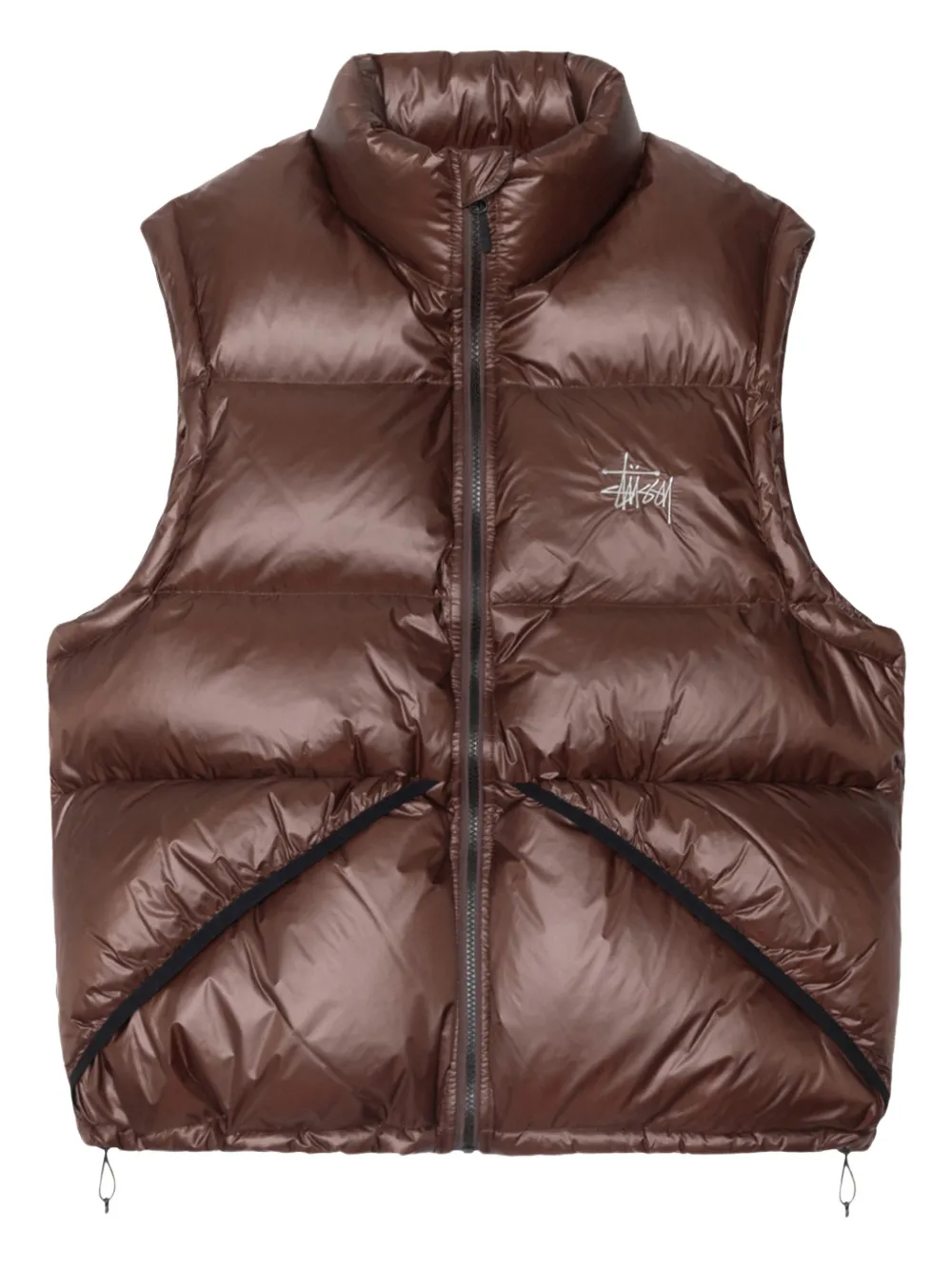 Stüssy padded zip-fastening gilet | Brown | Image 1