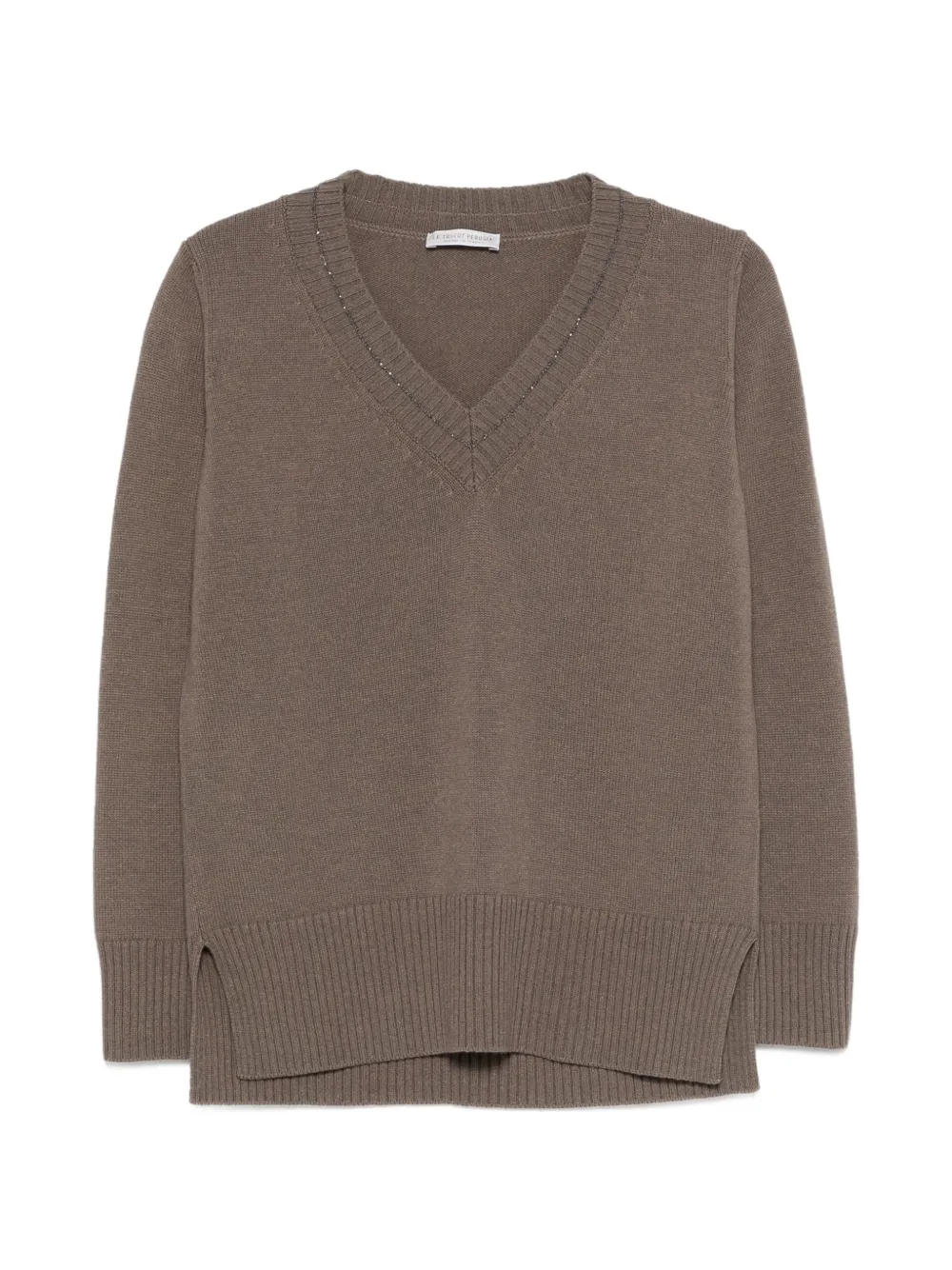 Le Tricot Perugia V-neck ribbed sweater - Marrone