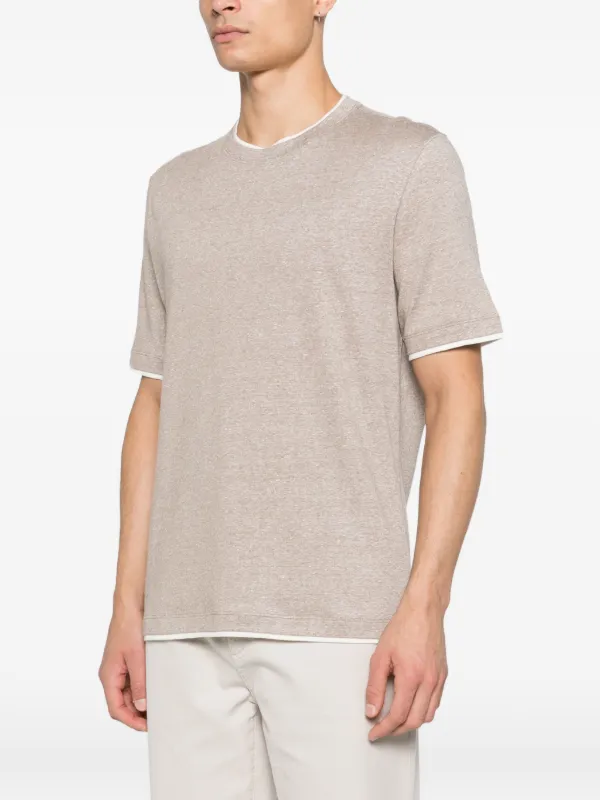 Brunello Cucinelli Linen And Cotton Jersey Crew Neck T-shirt With