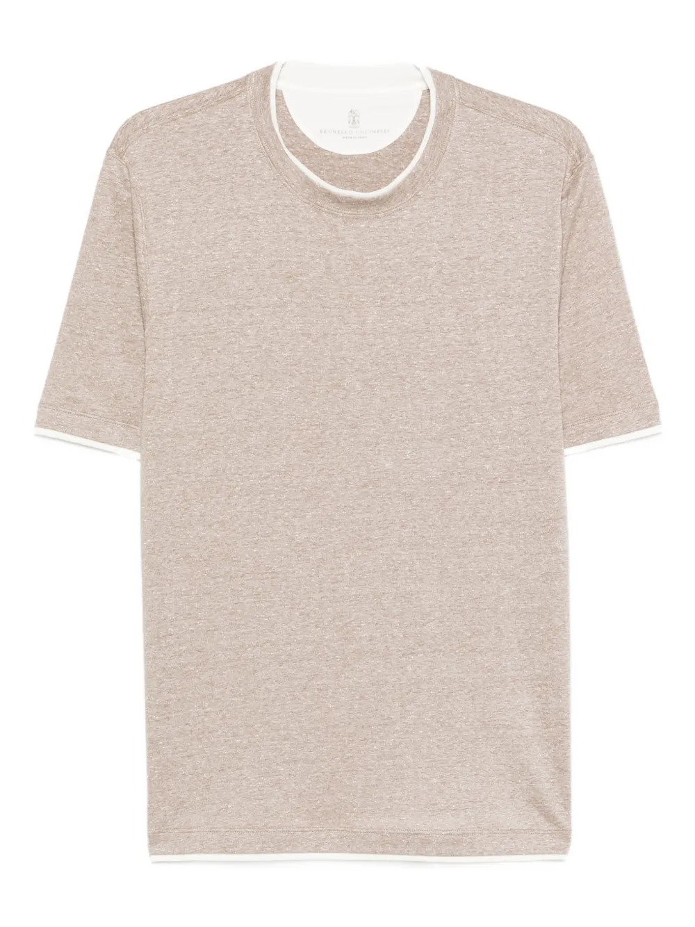 Brunello Cucinelli T-shirt con bordo a contrasto - Toni neutri
