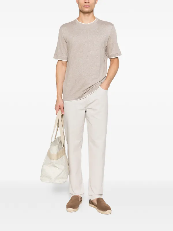 Brunello Cucinelli Linen And Cotton Jersey Crew Neck T-shirt With