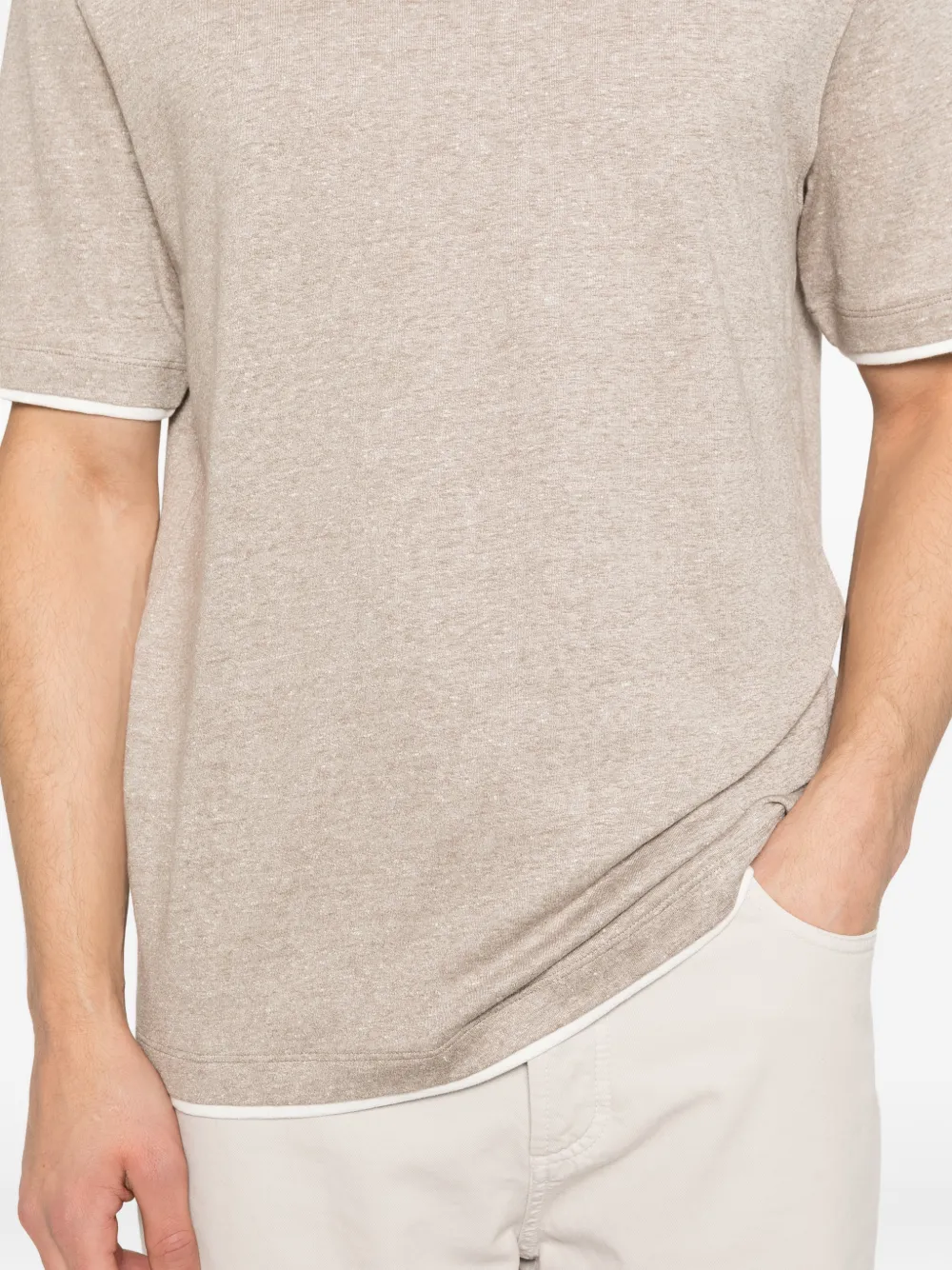 Brunello Cucinelli T-shirt met afwerking Beige