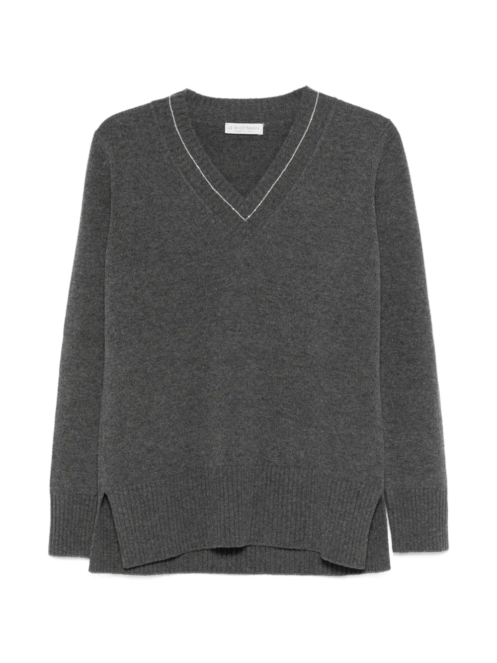 Le Tricot Perugia V-neck ribbed sweater - Grigio