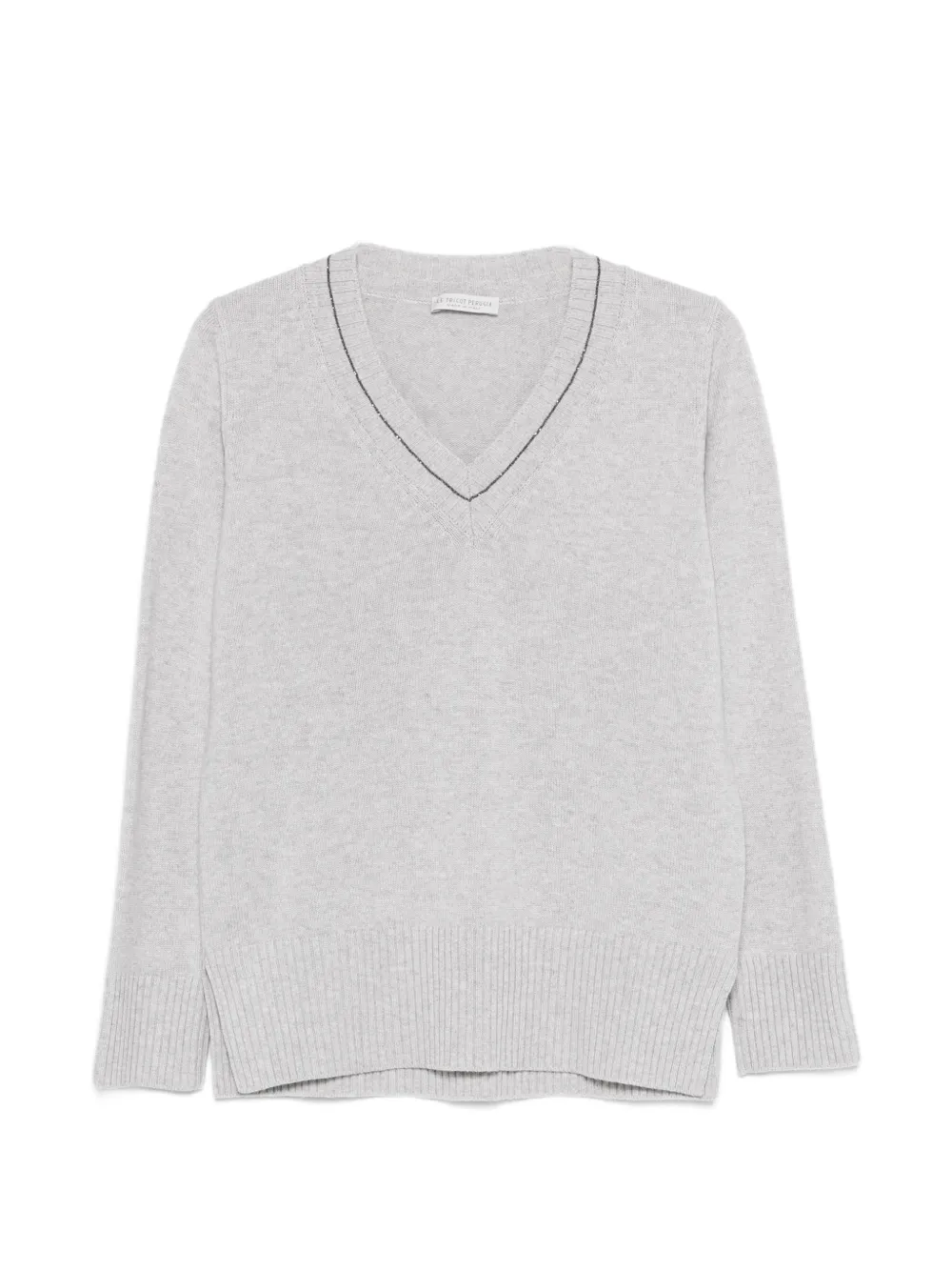 Le Tricot Perugia V-neck ribbed sweater - Grigio