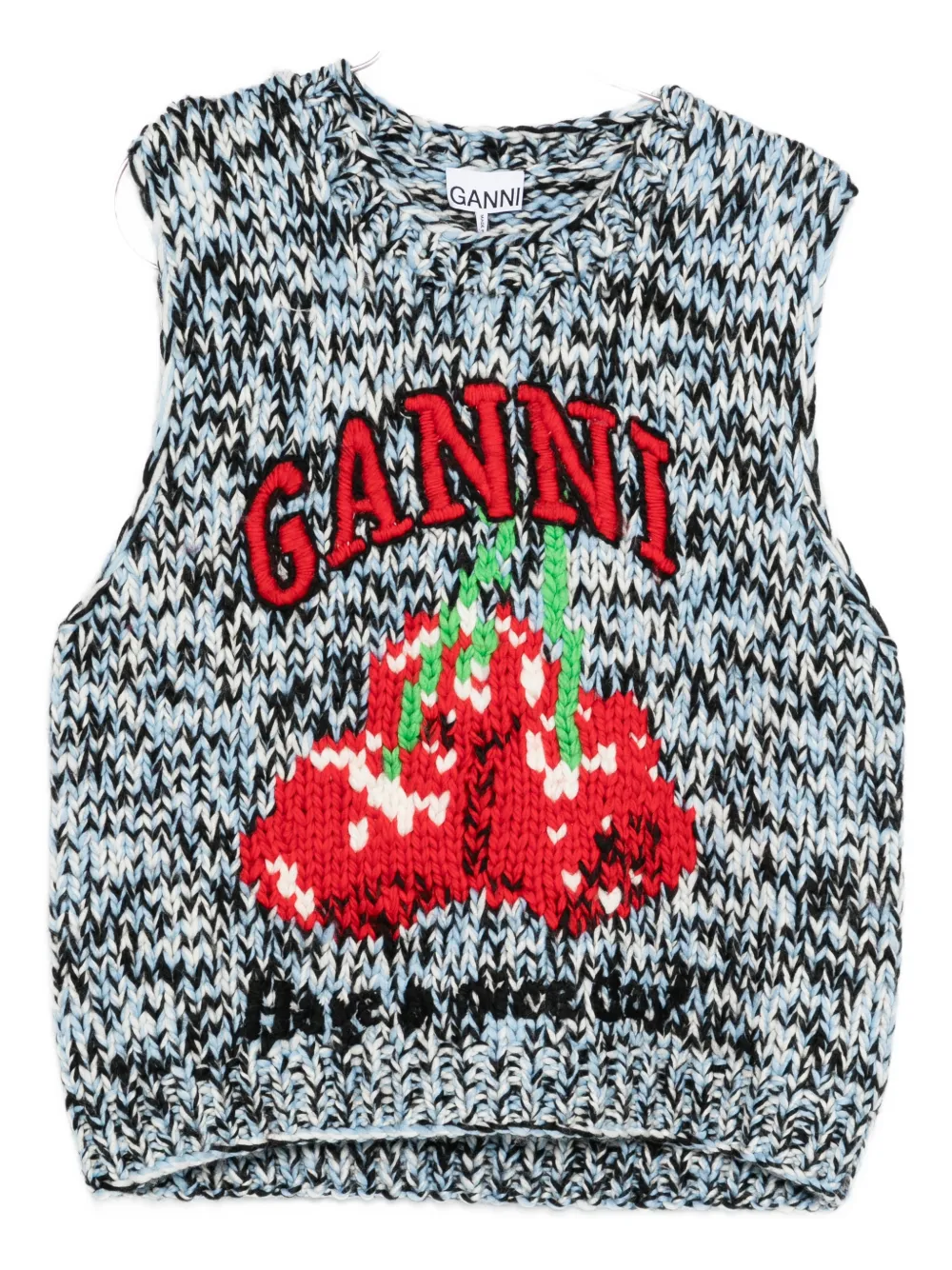 GANNI patterned knitted vest - Blu