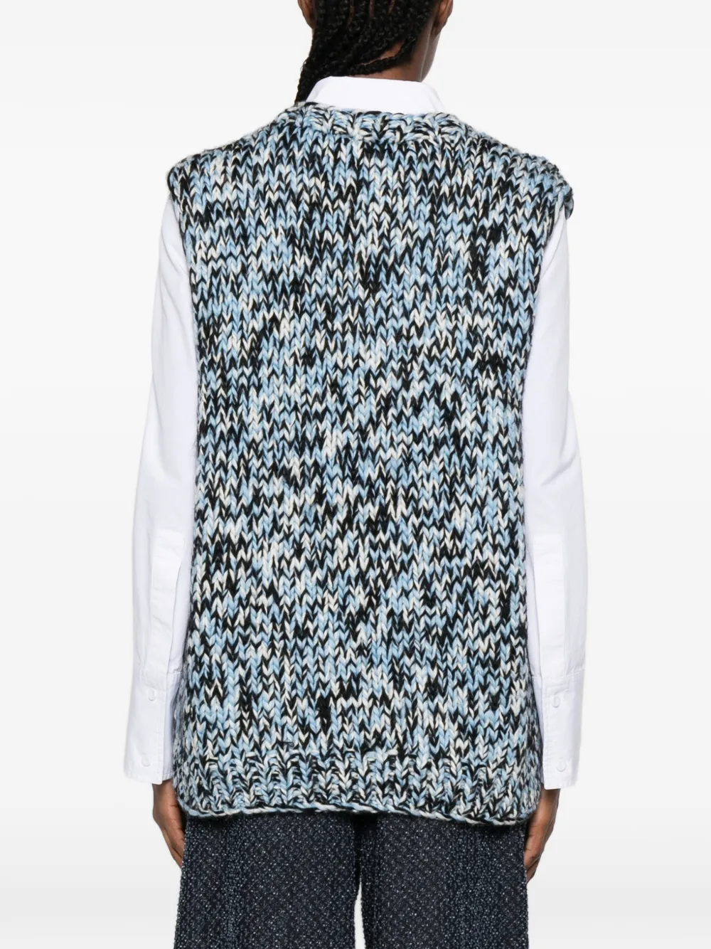 GANNI Gebreide spencer met patroon Blauw