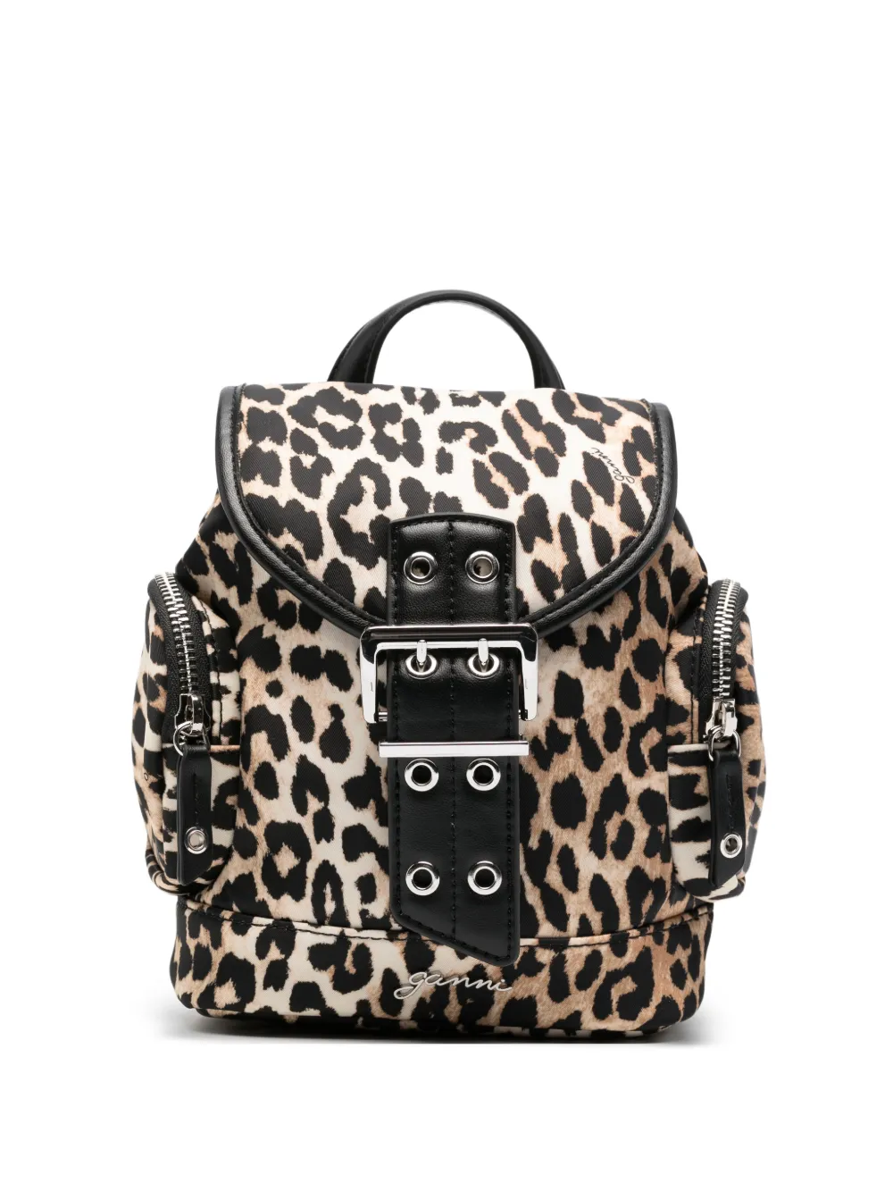 Ganni Mini Leopard-print Backpack In Neutral