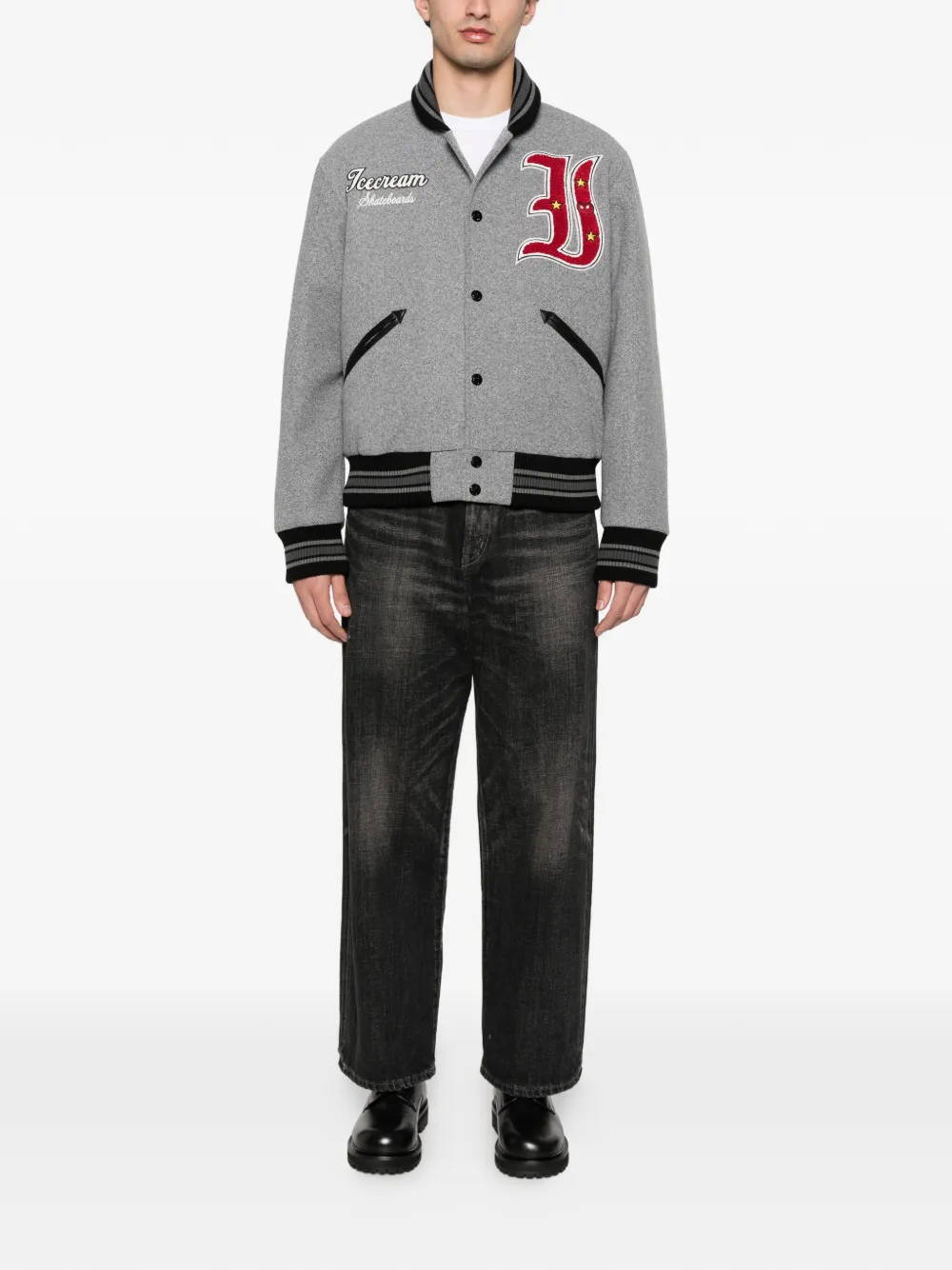 ICECREAM logo-appliqué button-up bomber jacket | Bomber Jackets | Image 2