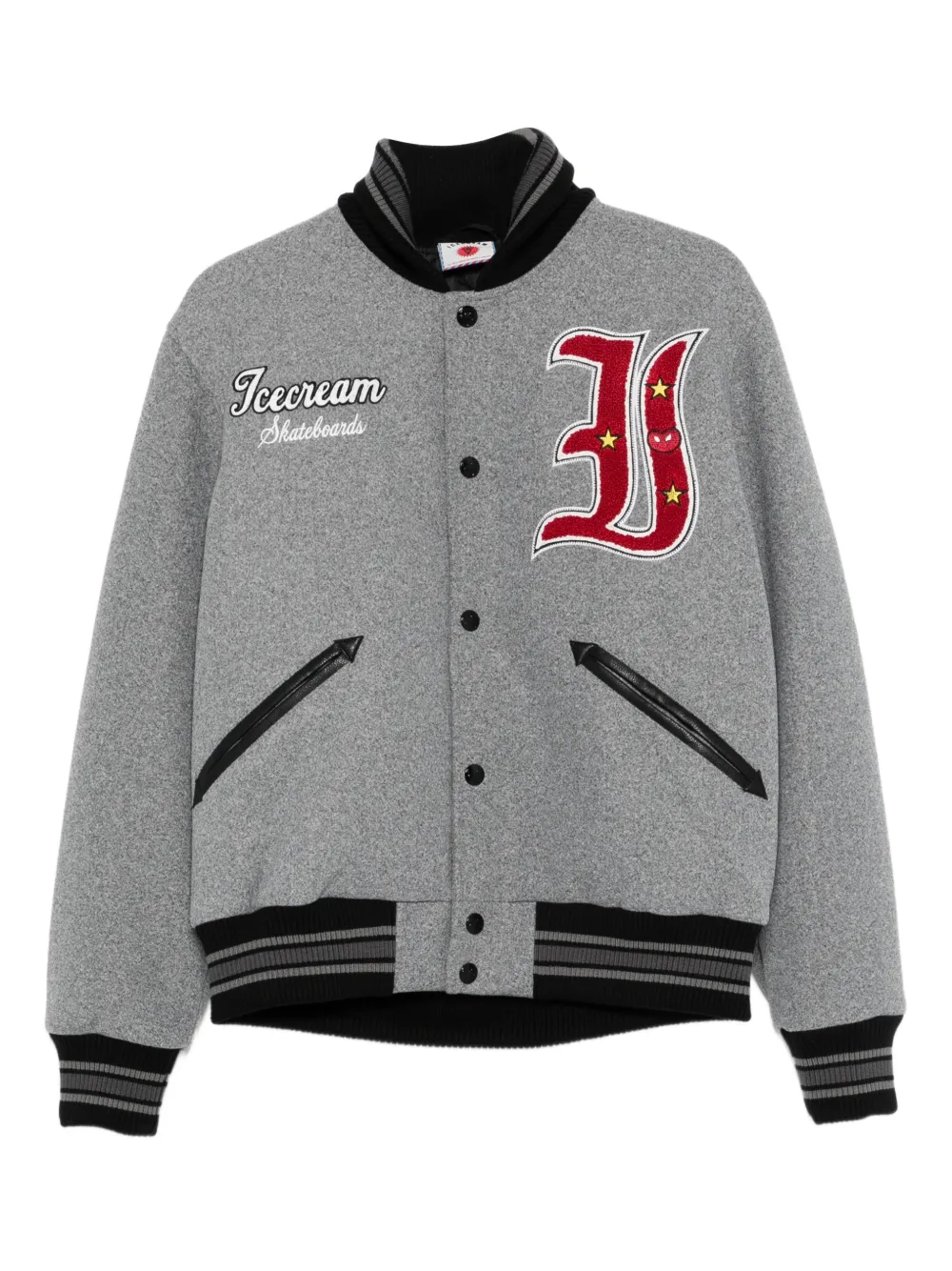 ICECREAM logo-appliqué button-up bomber jacket | Grey | Image 1