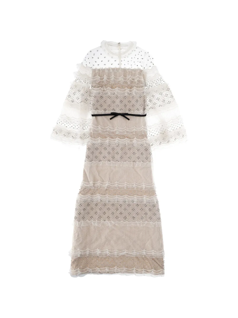 Valentino Garavani ruffled embellished dress - Beige