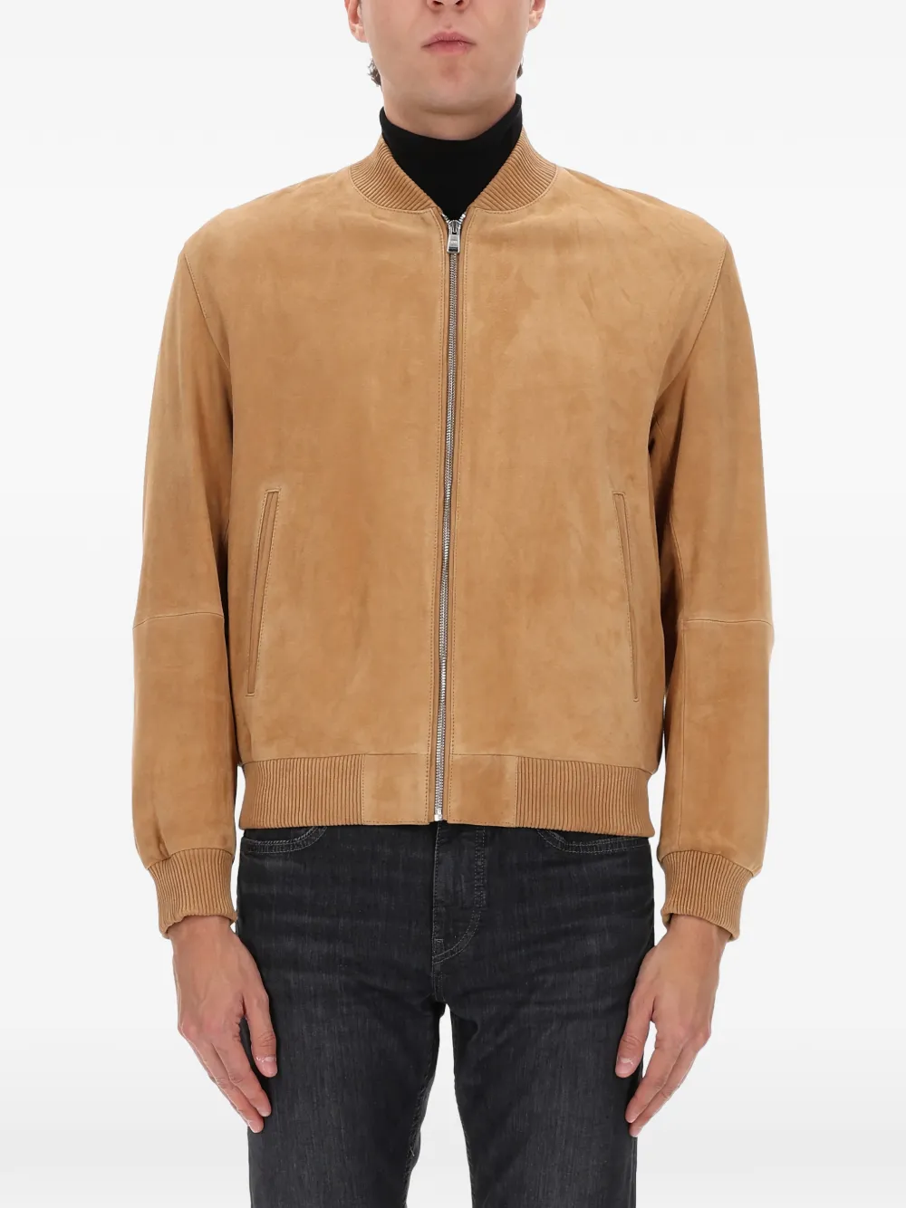 BOSS zip-up leather jacket - Marrone