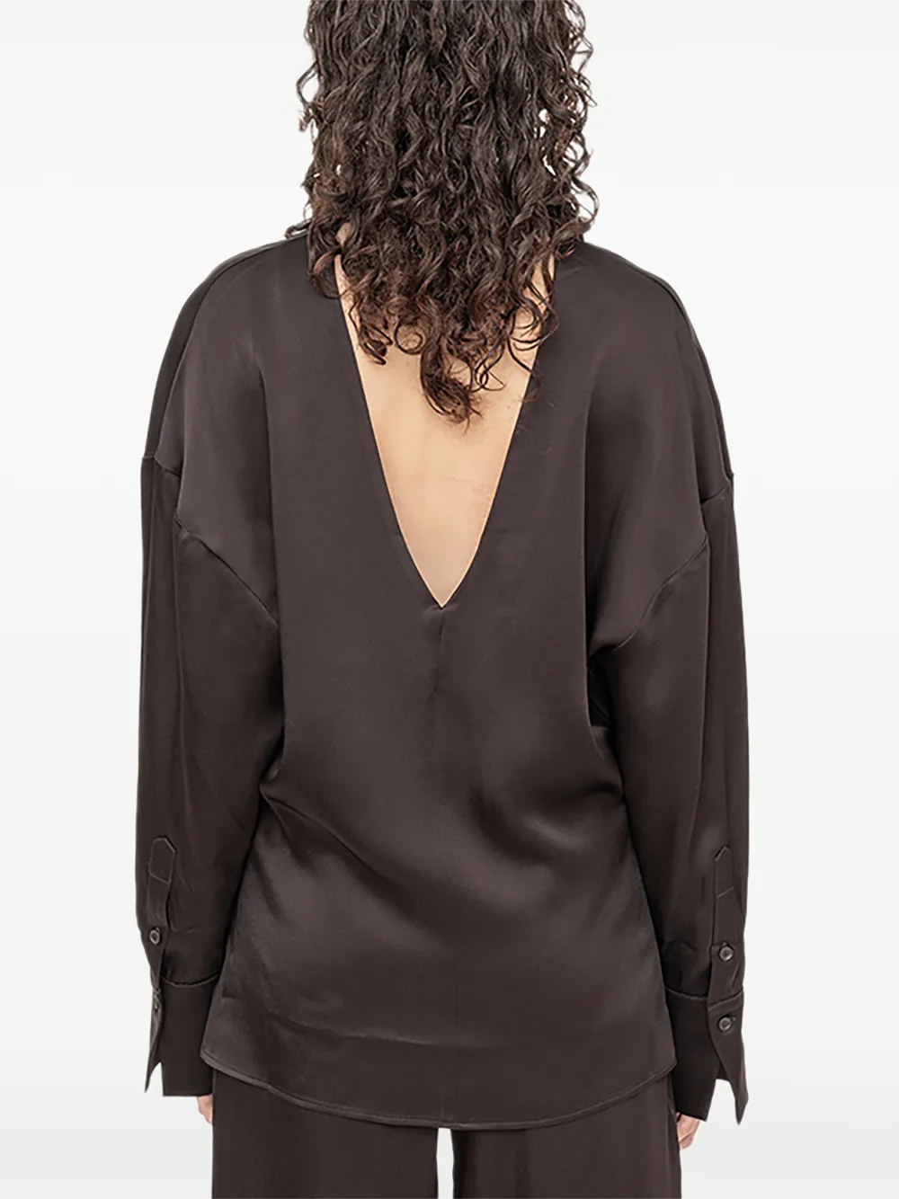  Andrea Ya'aqov V-neck Open-back Blouse - Brown 