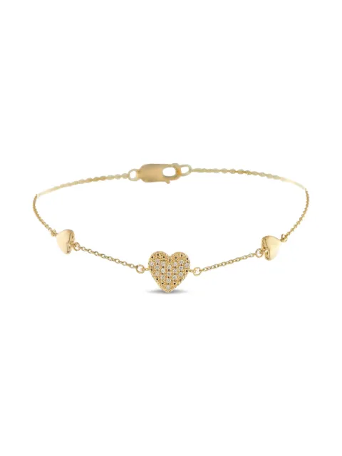 LB Exclusive 18K yellow gold diamond heart-pendants bracelet