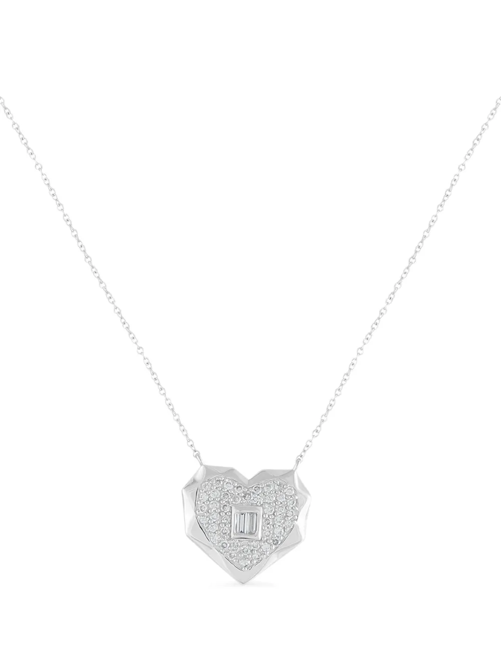 LB Exclusive 14K white gold diamond heart-pendant necklace - Argento