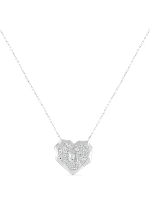 LB Exclusive collar en oro blanco de 14kt con dije de corazón con diamante