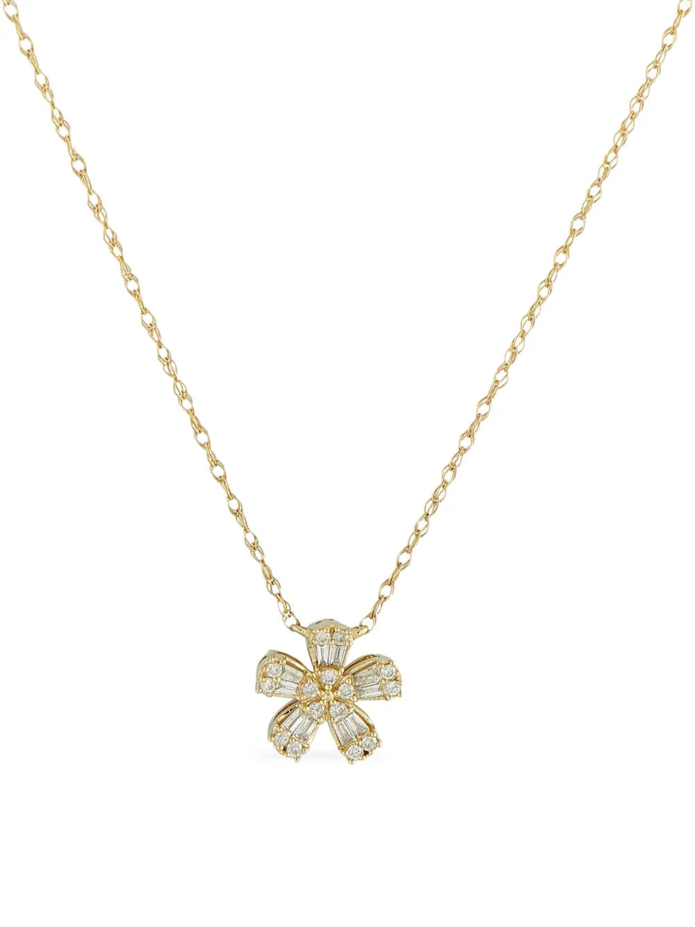 LB Exclusive 14K yellow gold diamond flower-pendant necklace - Oro