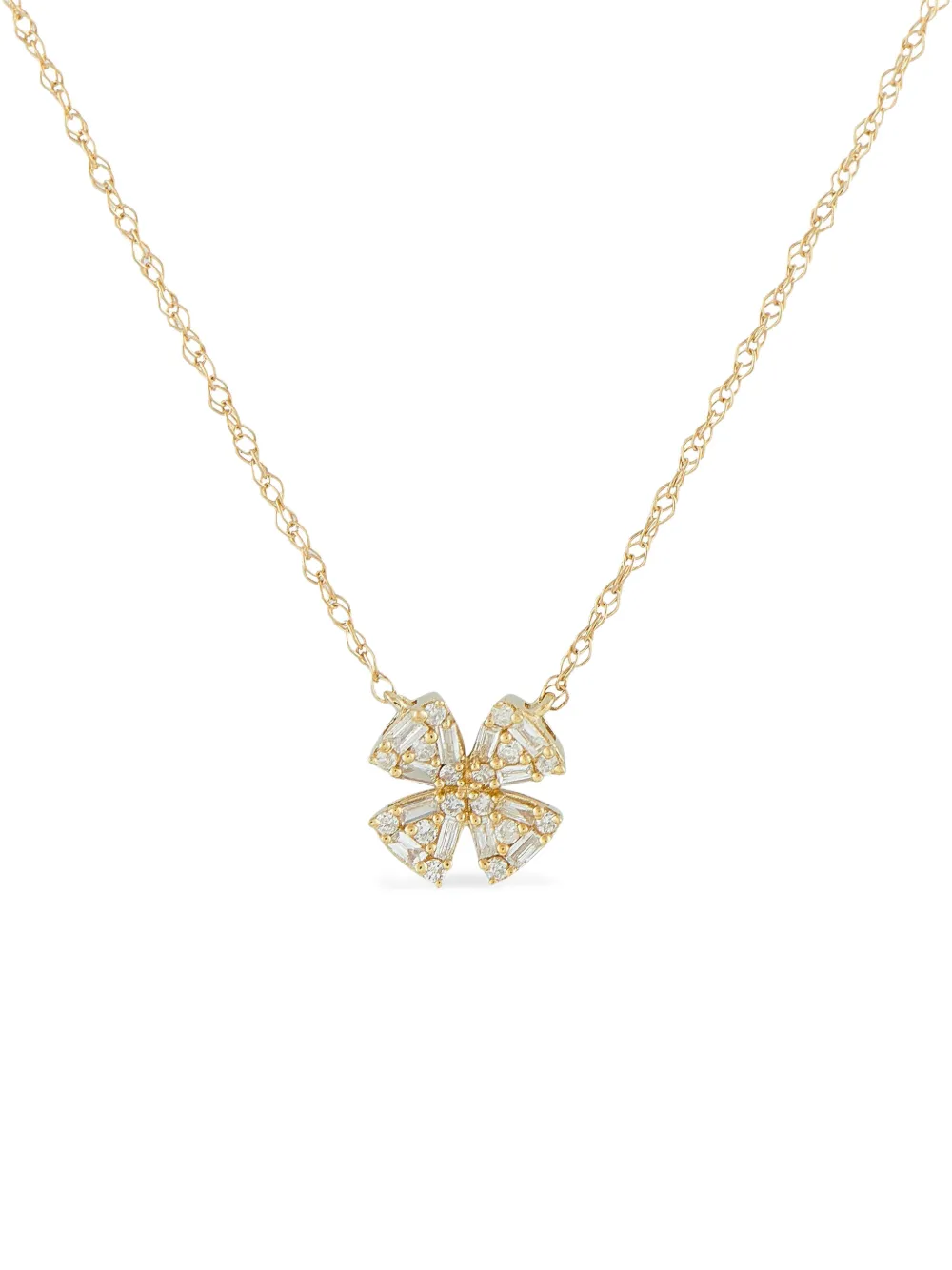 LB Exclusive 14K yellow gold diamond clover-pendant necklace - Oro