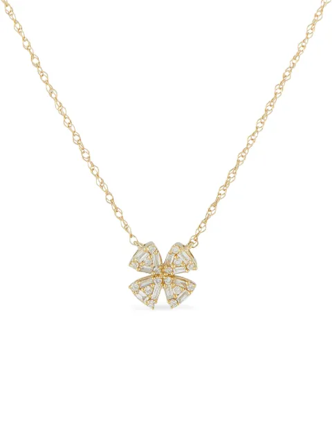 LB Exclusive 14K yellow gold diamond clover-pendant necklace